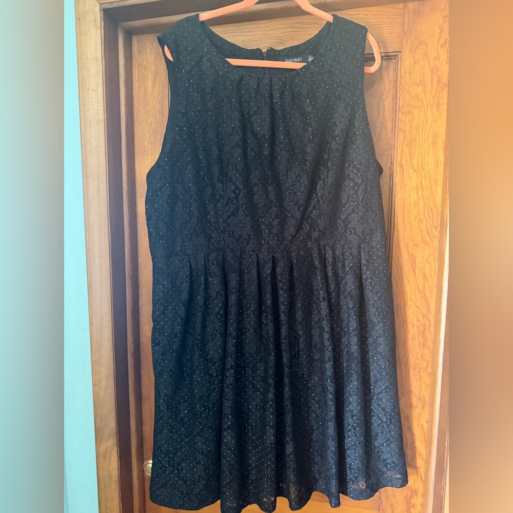 Ellen Tracy Black Textured Midi Dress